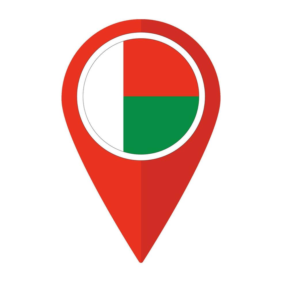 Madagascar flag on map pinpoint icon isolated. Flag of Madagascar vector