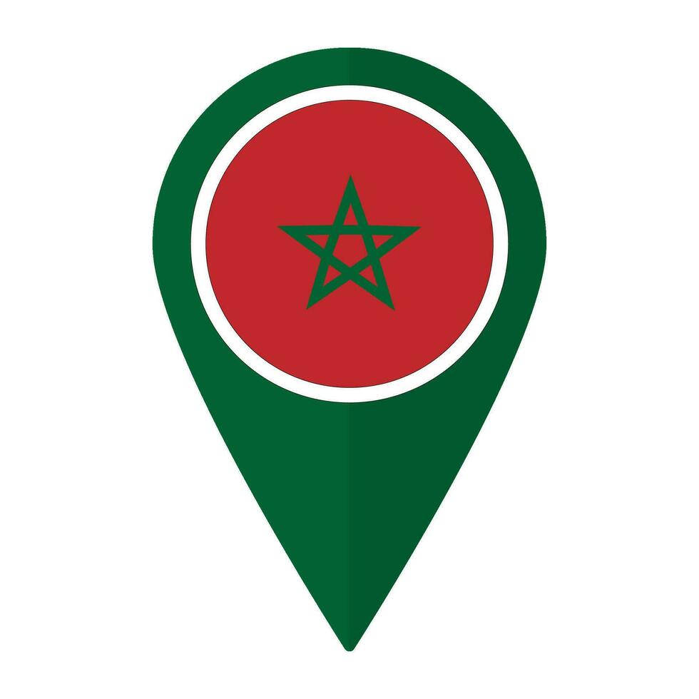 Morocco flag on map pinpoint icon isolated. Flag of Morocco vector