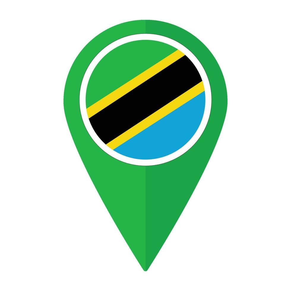 Tanzania flag on map pinpoint icon isolated. Flag of Tanzania vector