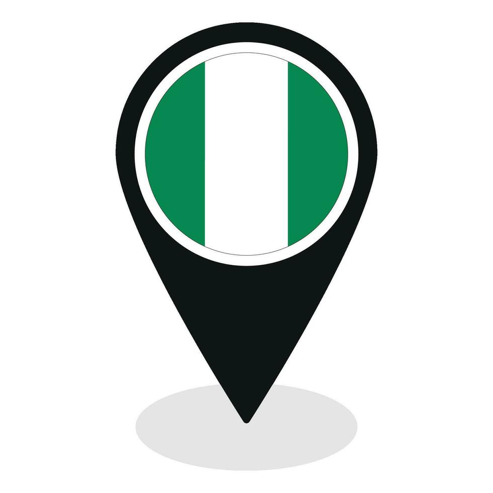 Nigeria flag on map pinpoint icon isolated. Flag of Nigeria vector