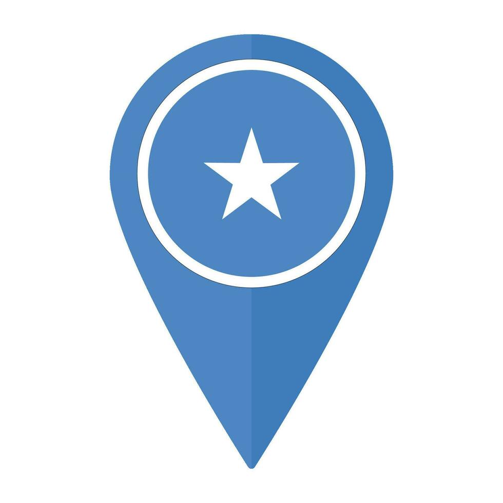 Somalia flag on map pinpoint icon isolated. Flag of Somalia vector