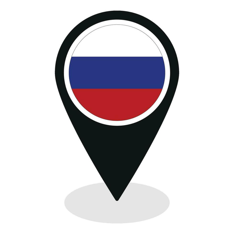 Russia flag on map pinpoint icon isolated. Flag of Russia vector