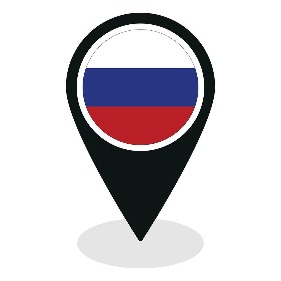 Rusia bandera en mapa determinar con precisión icono aislado. bandera de Rusia vector