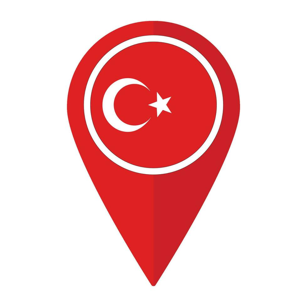 Turkey flag on map pinpoint icon isolated. Flag of Turkey vector