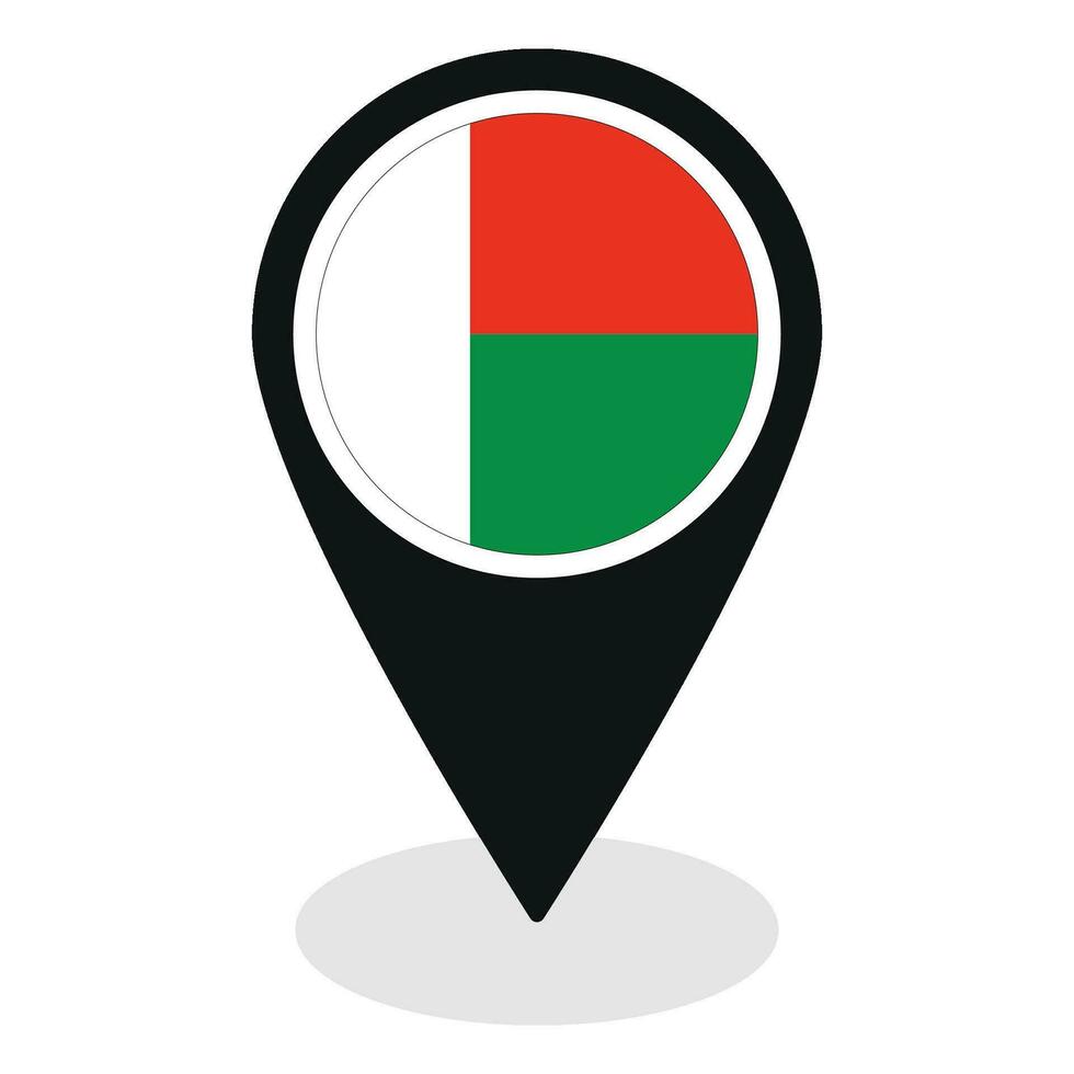 Madagascar flag on map pinpoint icon isolated. Flag of Madagascar vector
