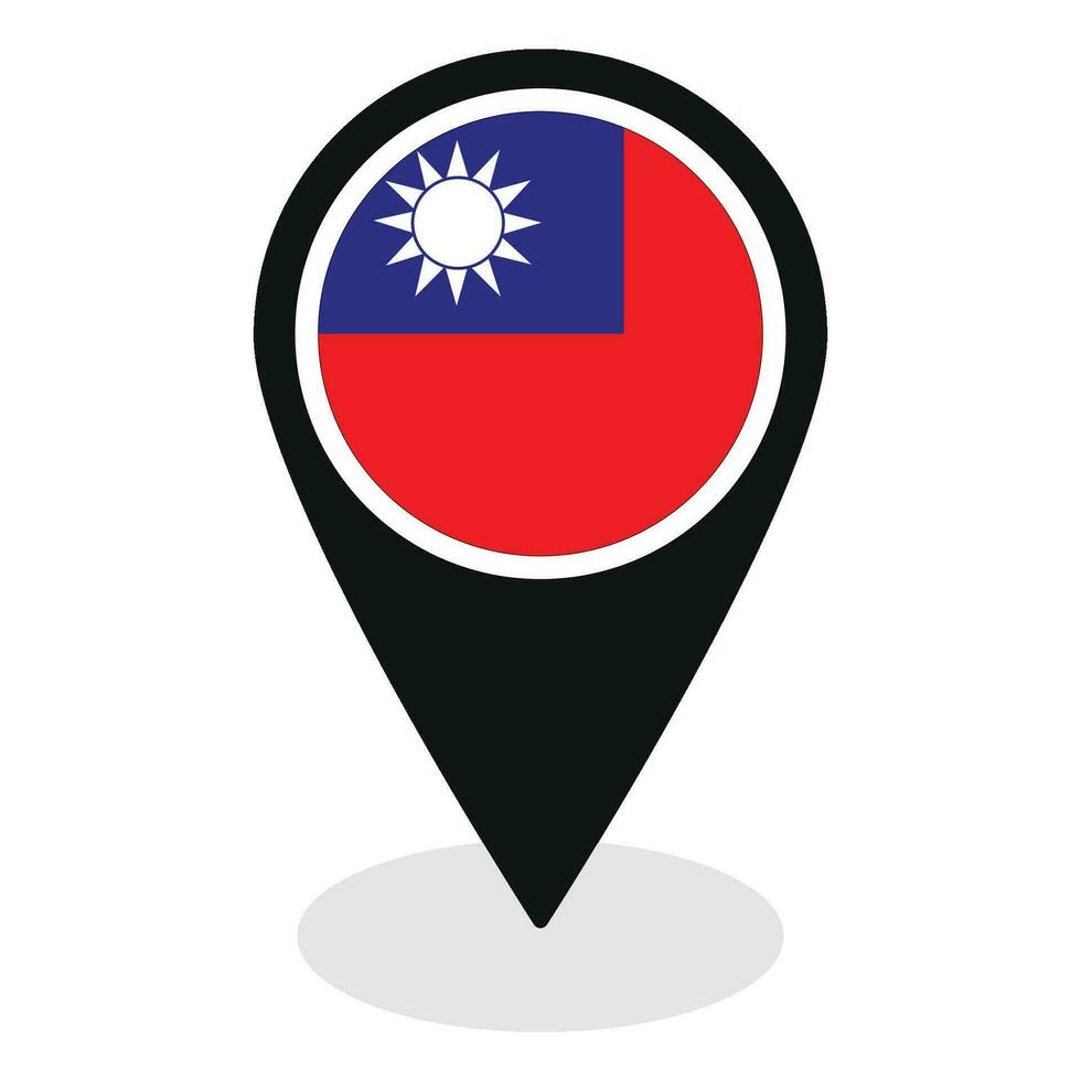 Taiwan flag on map pinpoint icon isolated. Flag of Taiwan vector