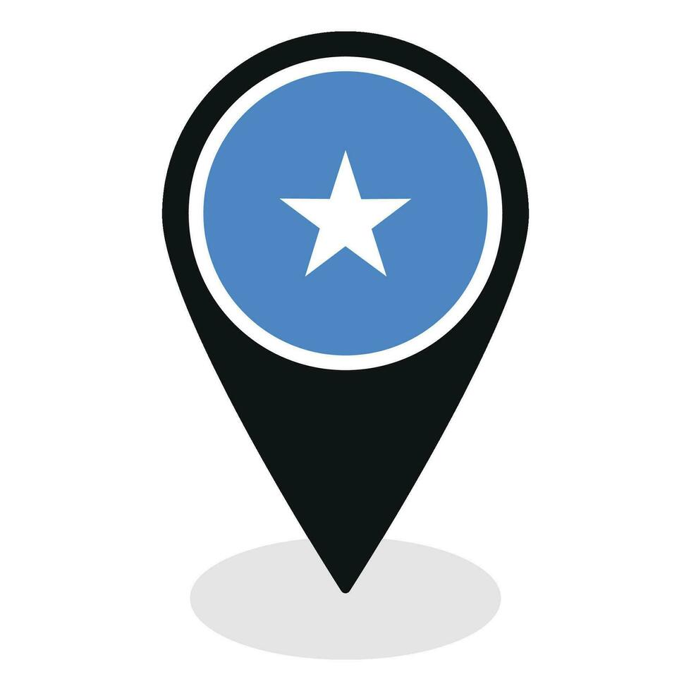 Somalia flag on map pinpoint icon isolated. Flag of Somalia vector