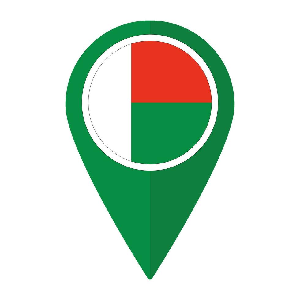 Madagascar flag on map pinpoint icon isolated. Flag of Madagascar vector
