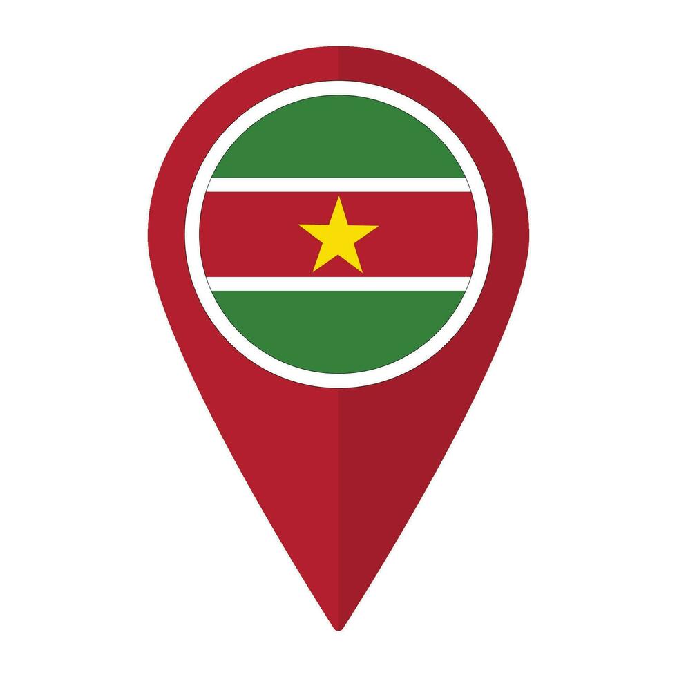 Surinam bandera en mapa determinar con precisión icono aislado. bandera de Surinam vector