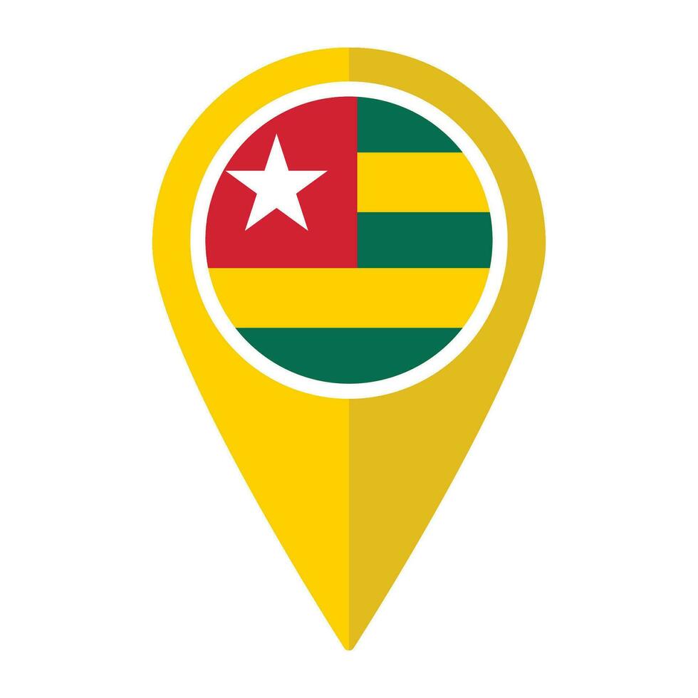 Togo flag on map pinpoint icon isolated. Flag of Togo vector