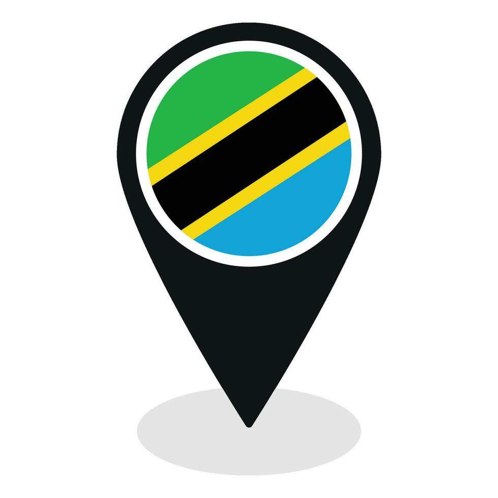 Tanzania bandera en mapa determinar con precisión icono aislado. bandera de Tanzania vector