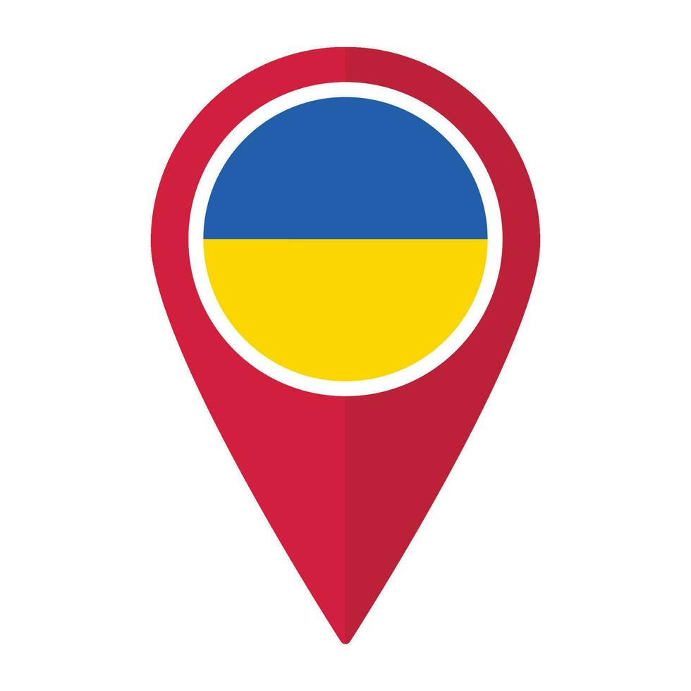Ukraine flag on map pinpoint icon isolated. Flag of Ukraine vector