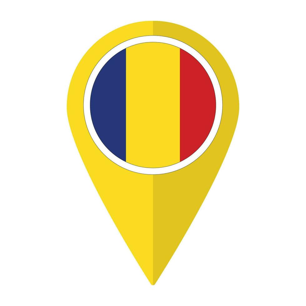 Romania flag on map pinpoint icon isolated. Flag of Romania vector