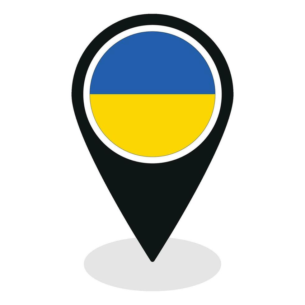 Ukraine flag on map pinpoint icon isolated. Flag of Ukraine vector