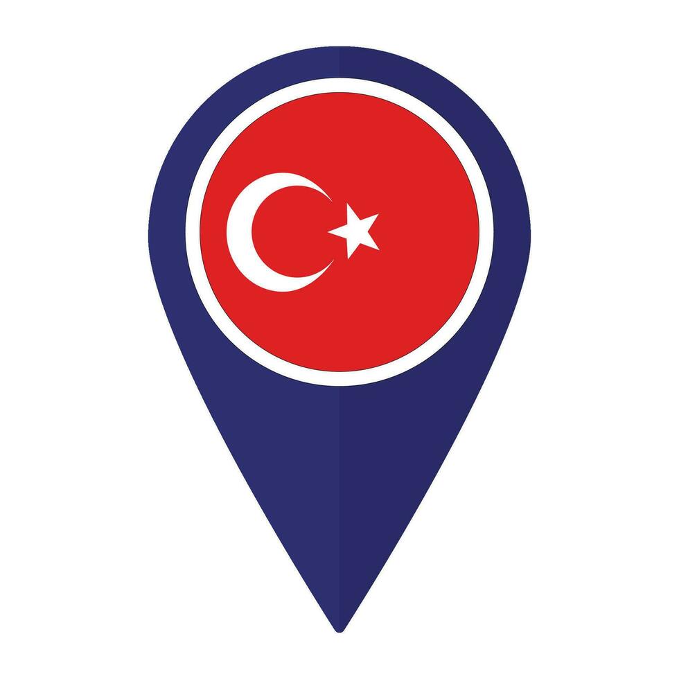 Turkey flag on map pinpoint icon isolated. Flag of Turkey vector