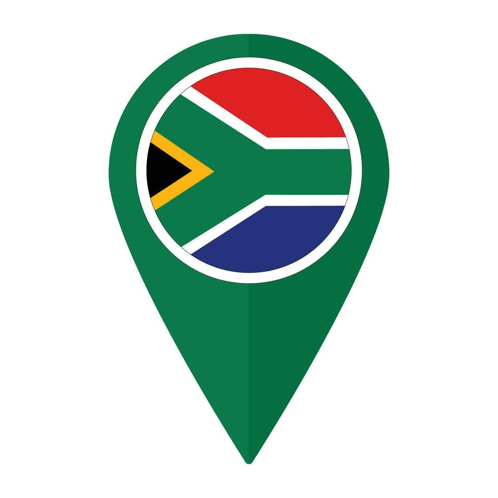 sur África bandera en mapa determinar con precisión icono aislado. bandera de sur África vector
