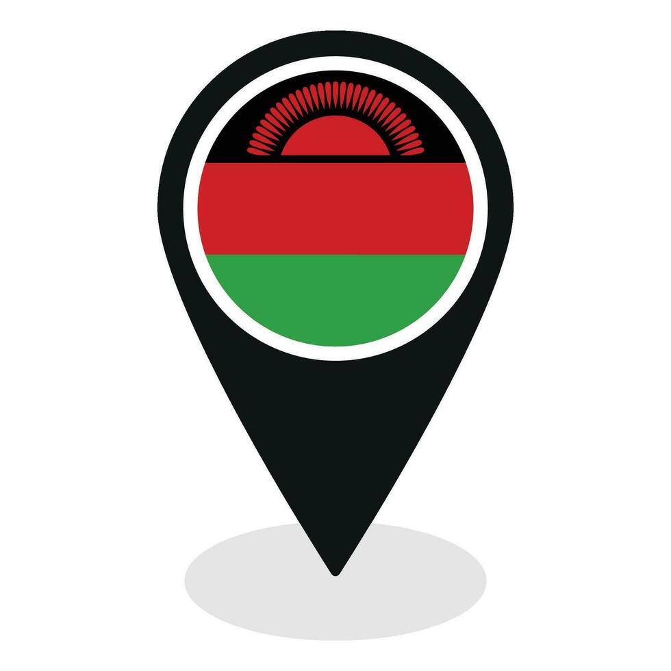 malawi bandera en mapa determinar con precisión icono aislado. bandera de malawi vector