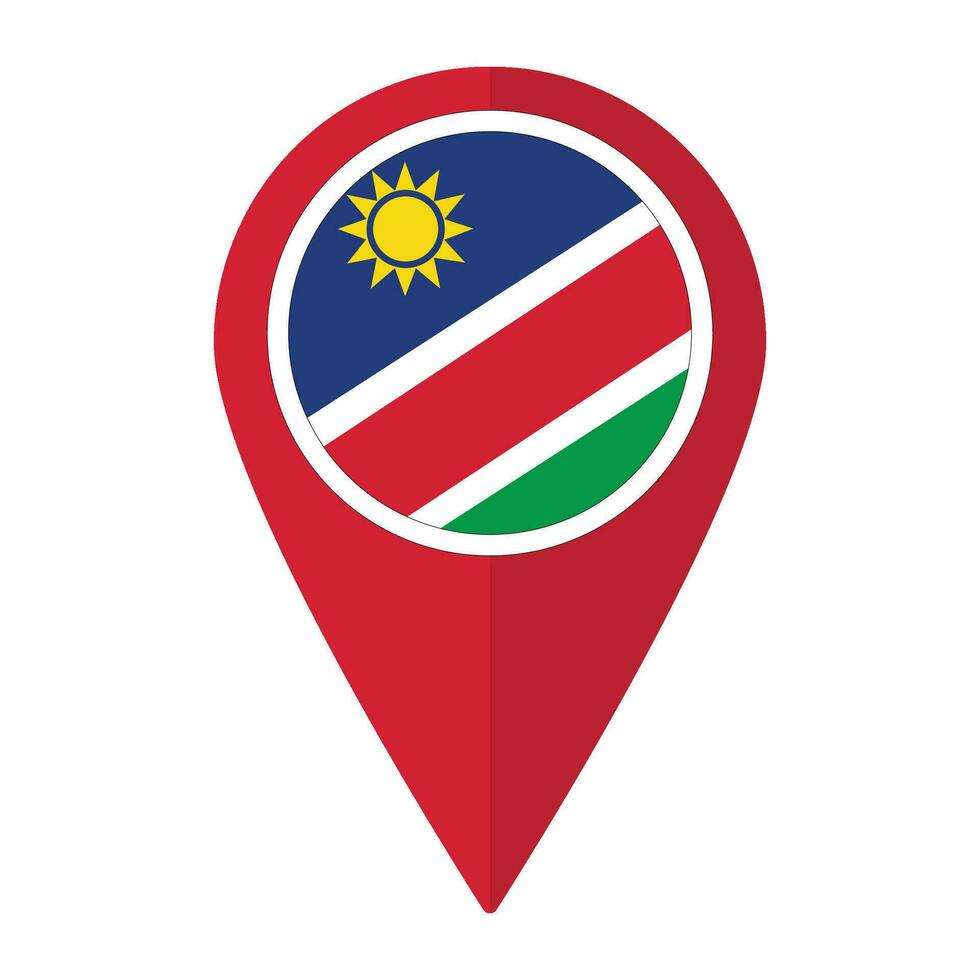 Namibia bandera en mapa determinar con precisión icono aislado. bandera de Namibia vector