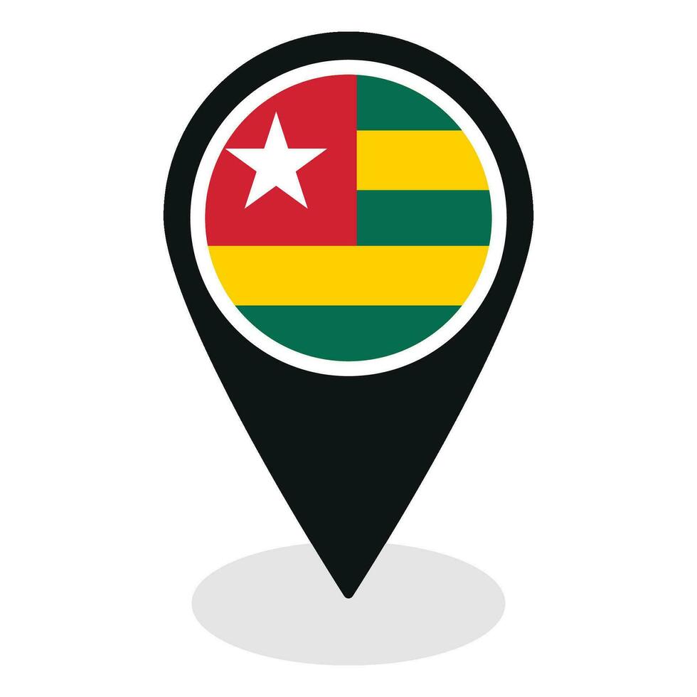 Togo flag on map pinpoint icon isolated. Flag of Togo vector