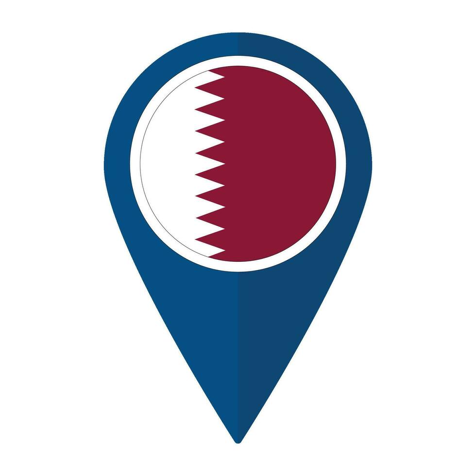Qatar flag on map pinpoint icon isolated. Flag of Qatar vector