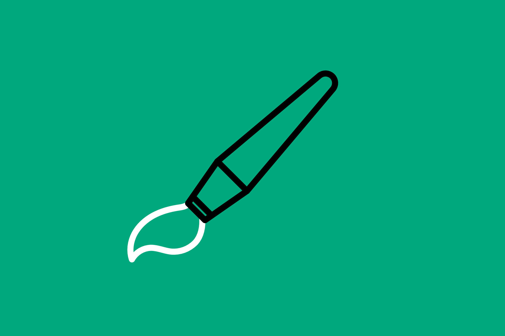 Paint brush line concept icon. Flat Vector illustration. Isolated on green background. 36470189
