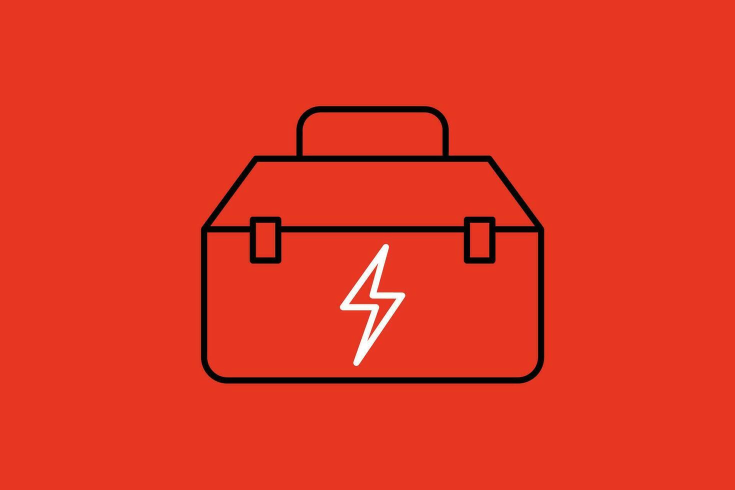Toolbox icon. Toolbox vector icon on red background. Vector illustration.