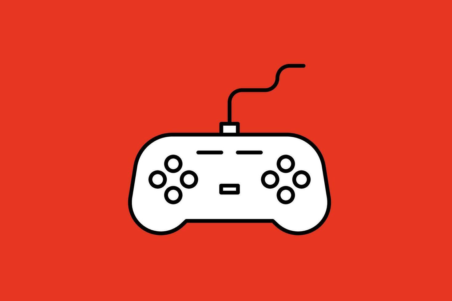 Gamepad icon in flat art style. Game controller vector illustration on red background.