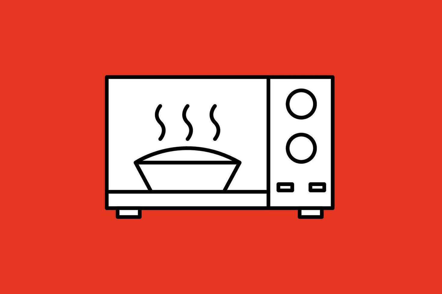 Microwave oven on red background. Vector illustration concept in flat art style.