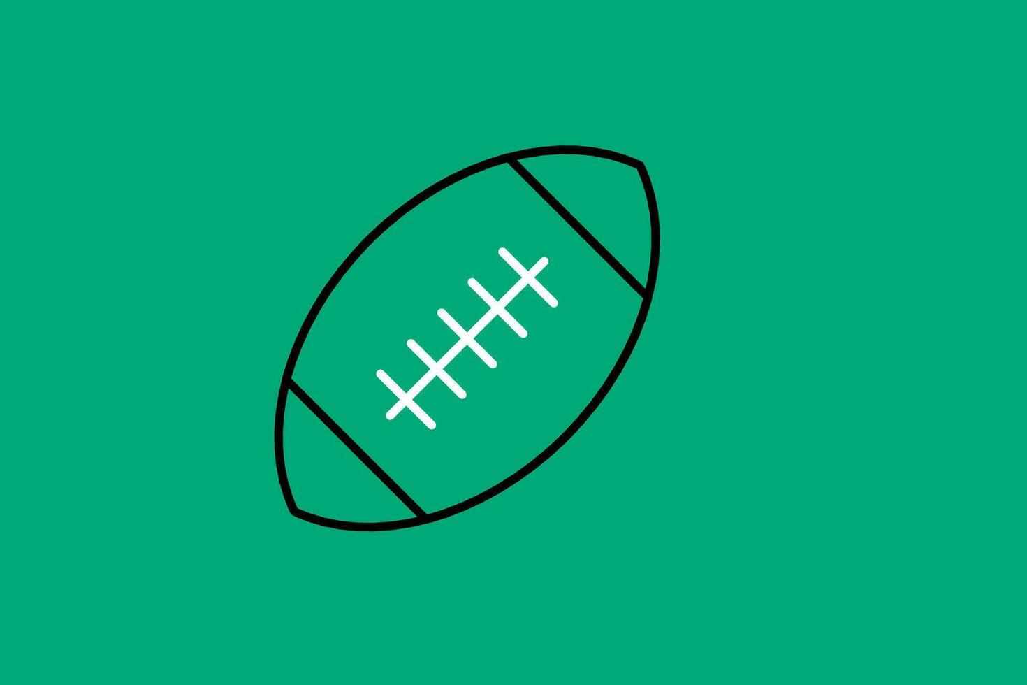 American football ball line icon on green background. Flat style vector illustration.