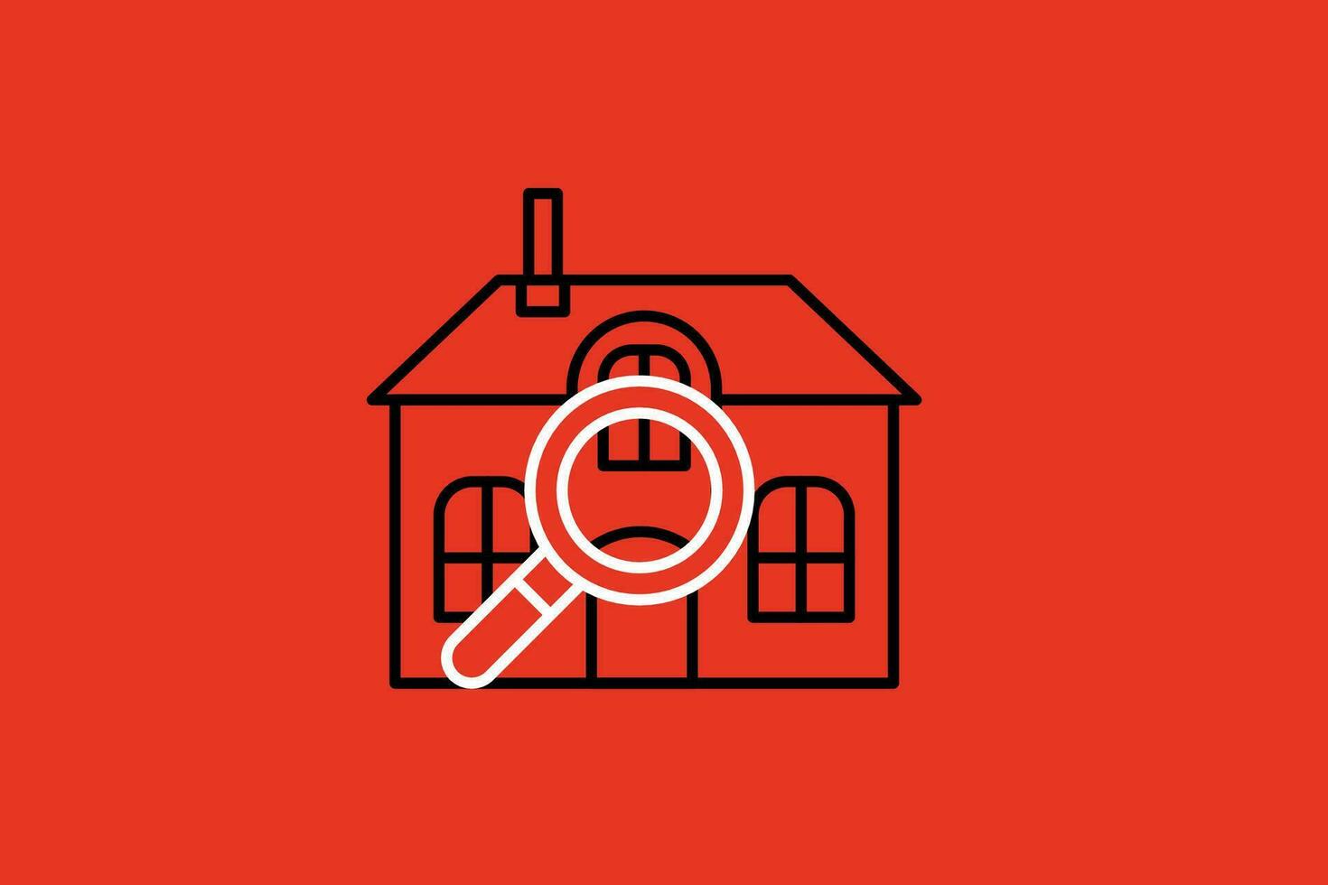 House with magnifying glass icon. Search for house. Vector illustration