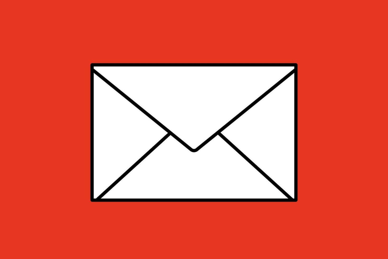 Envelope icon on red background. Vector illustration. Eps 10.