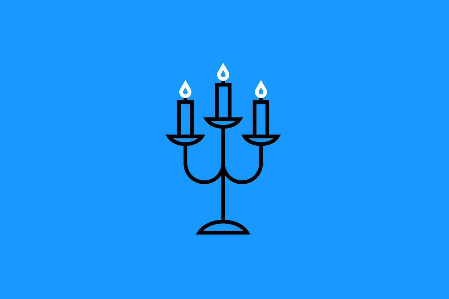 Candlestick with candles line icon. Vector illustration in outline style