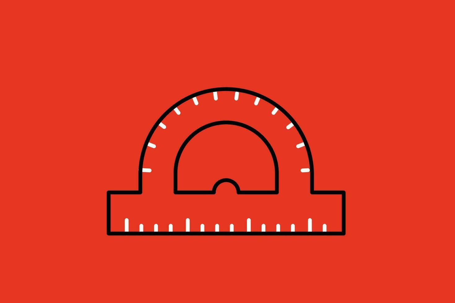 Ruler icon. Geometry symbol. Vector illustration isolated on red background.