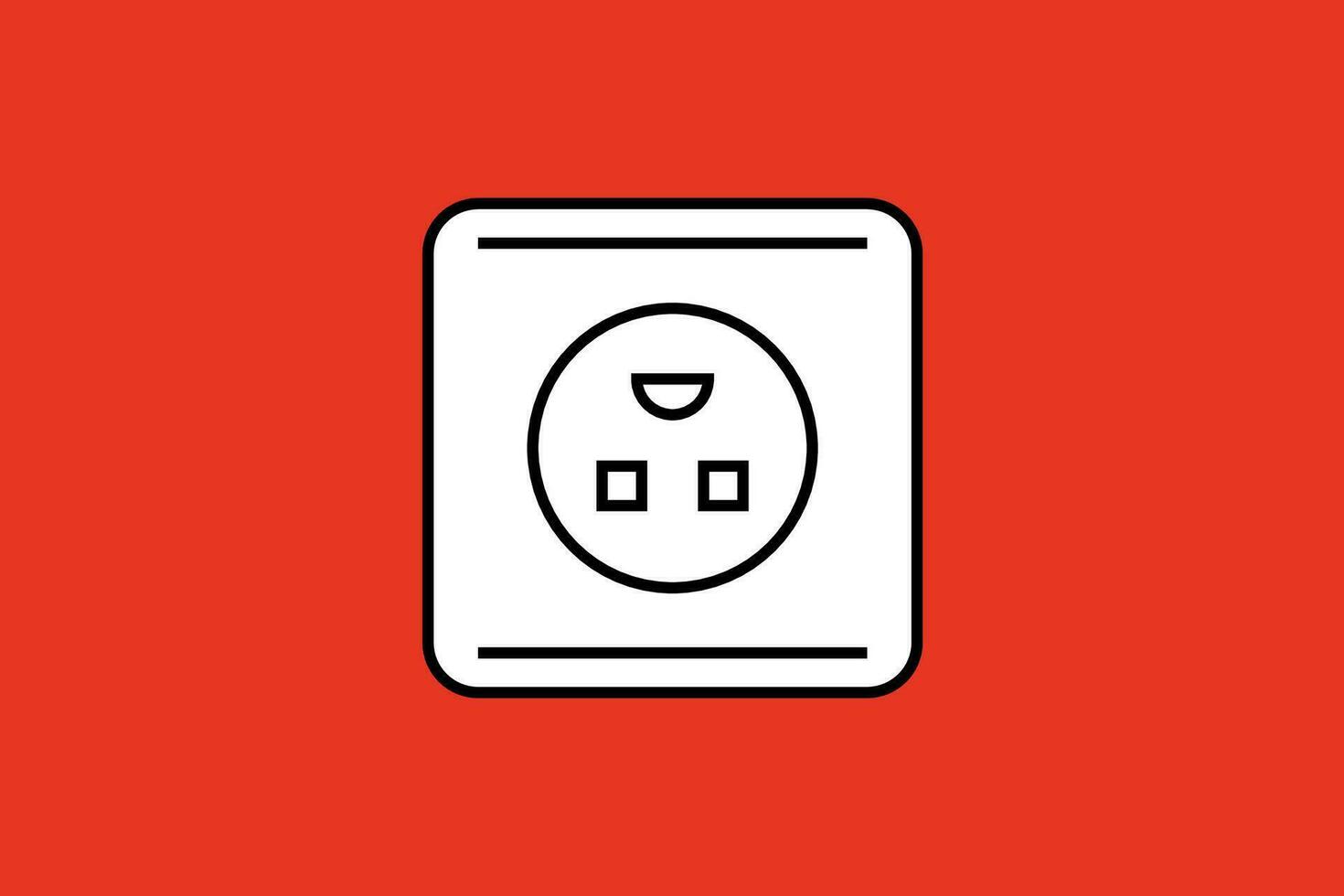 Power socket icon isolated on red background. Power socket vector icon.