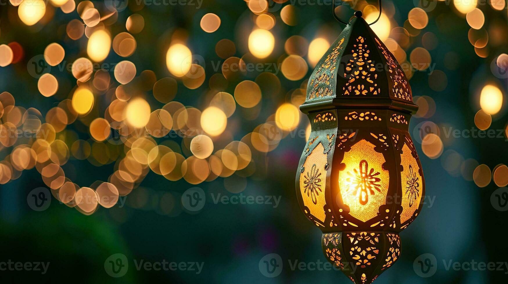 AI generated Lantern on bokeh background, islamic background. AI generative photo