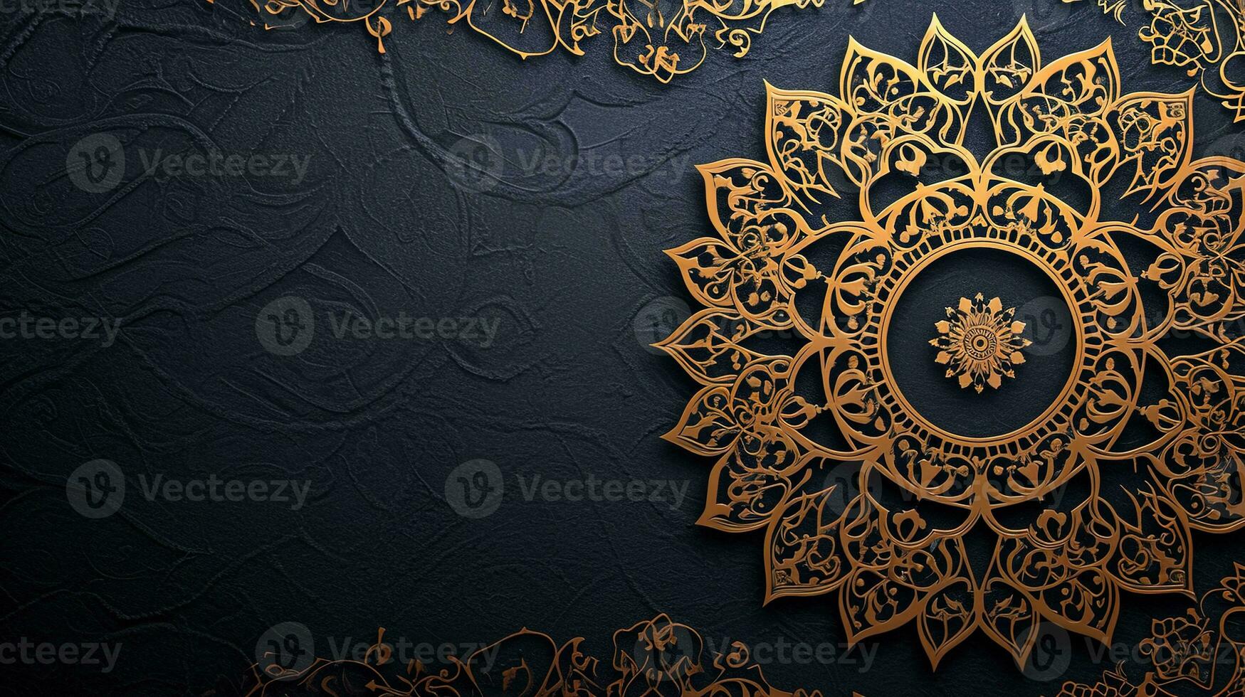 AI generated Luxury black background with golden ornament, islamic background. AI generative photo
