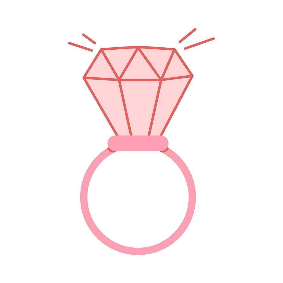 Diamond ring icon on white background. Jewelry vector illustration. Valentine's day