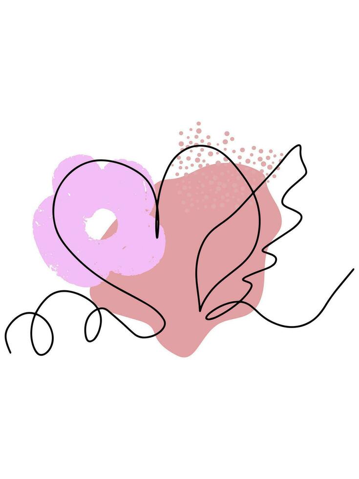 un dibujo de un corazón con un rosado y púrpura remolino vector