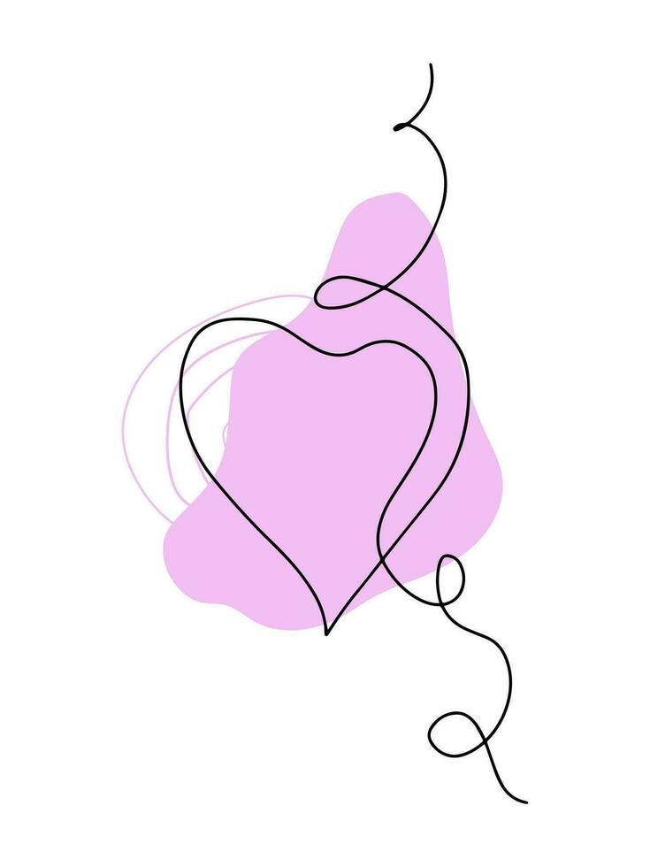 un dibujo de un corazón con un rosado y púrpura remolino vector