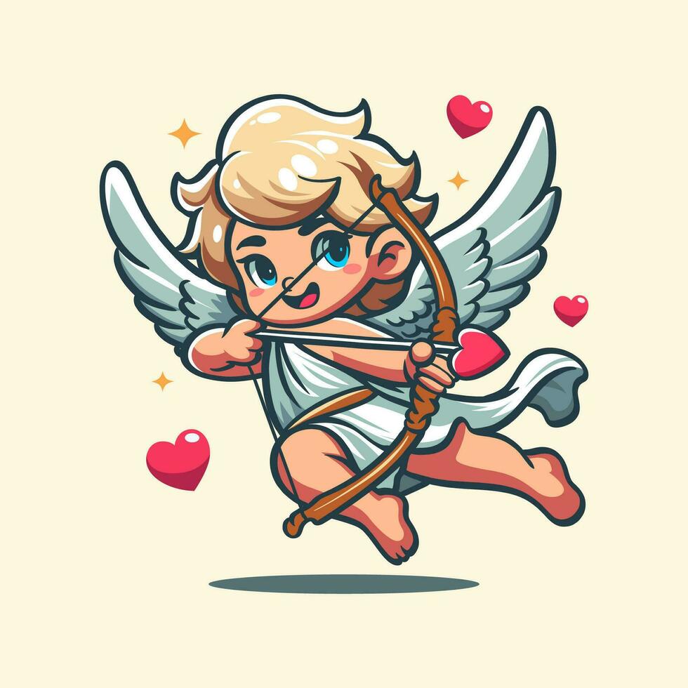 Vector illustration cute cupid for valentines day love heart 3