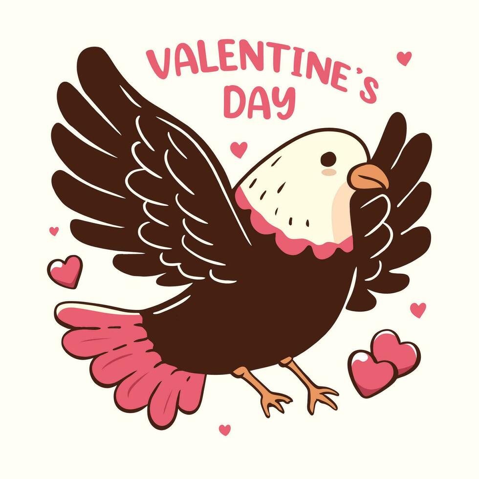 vector illustration cute eagle for valentines day love heart