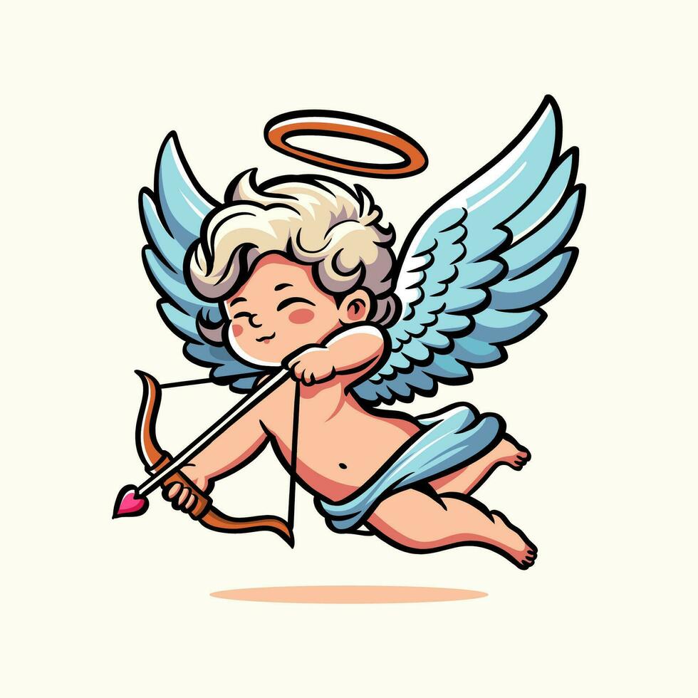 Vector illustration cute cupid for valentines day love heart 2
