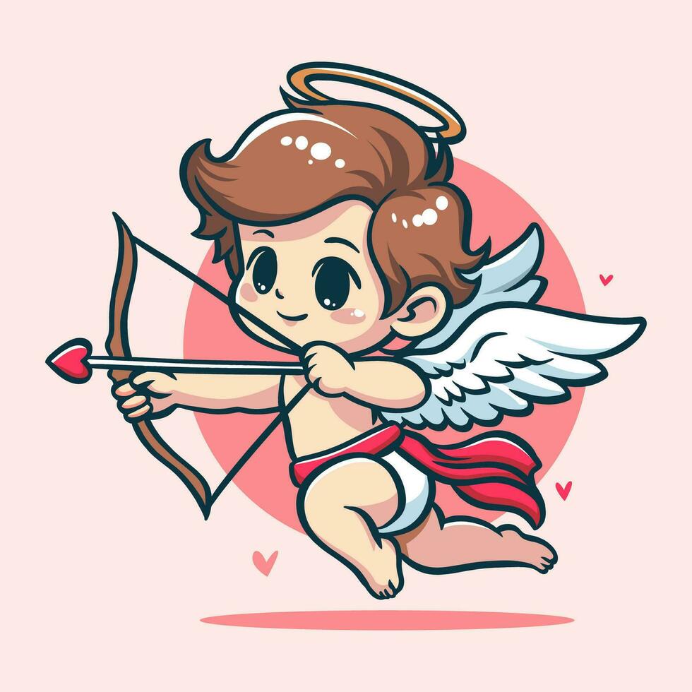 Vector illustration cute cupid for valentines day love heart 1