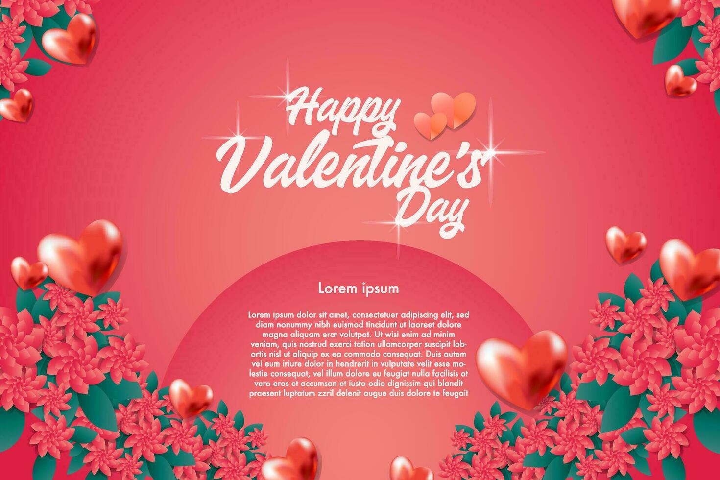 Elegant realistic valentine card, banner and poster background abstract with love icon and flower layout vector