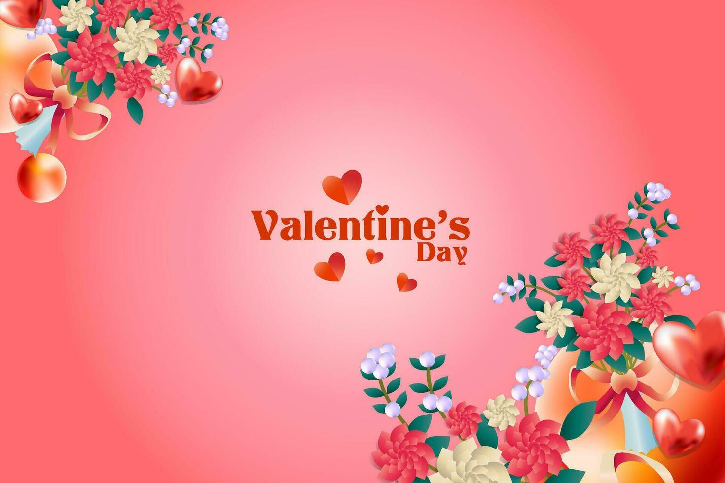Elegant realistic valentine card, banner and poster background abstract with love icon and flower layout vector