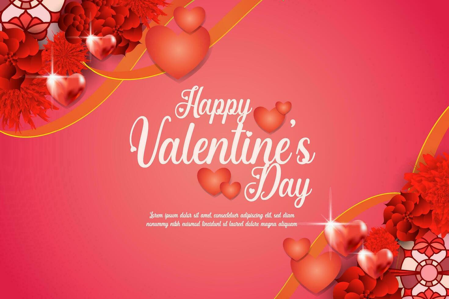 Elegant realistic valentine card, banner and poster background abstract with love icon and flower layout vector