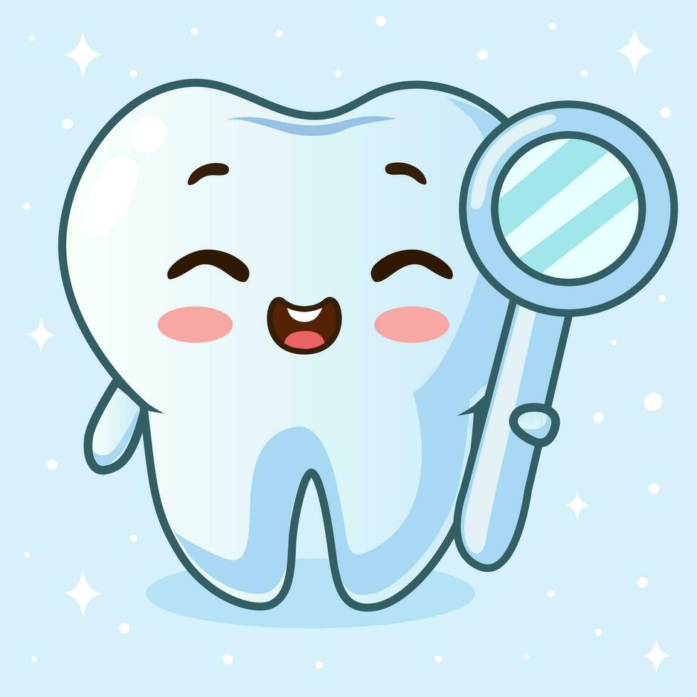 Icono de espejo dental. Dibujo animado de un icono de vector de