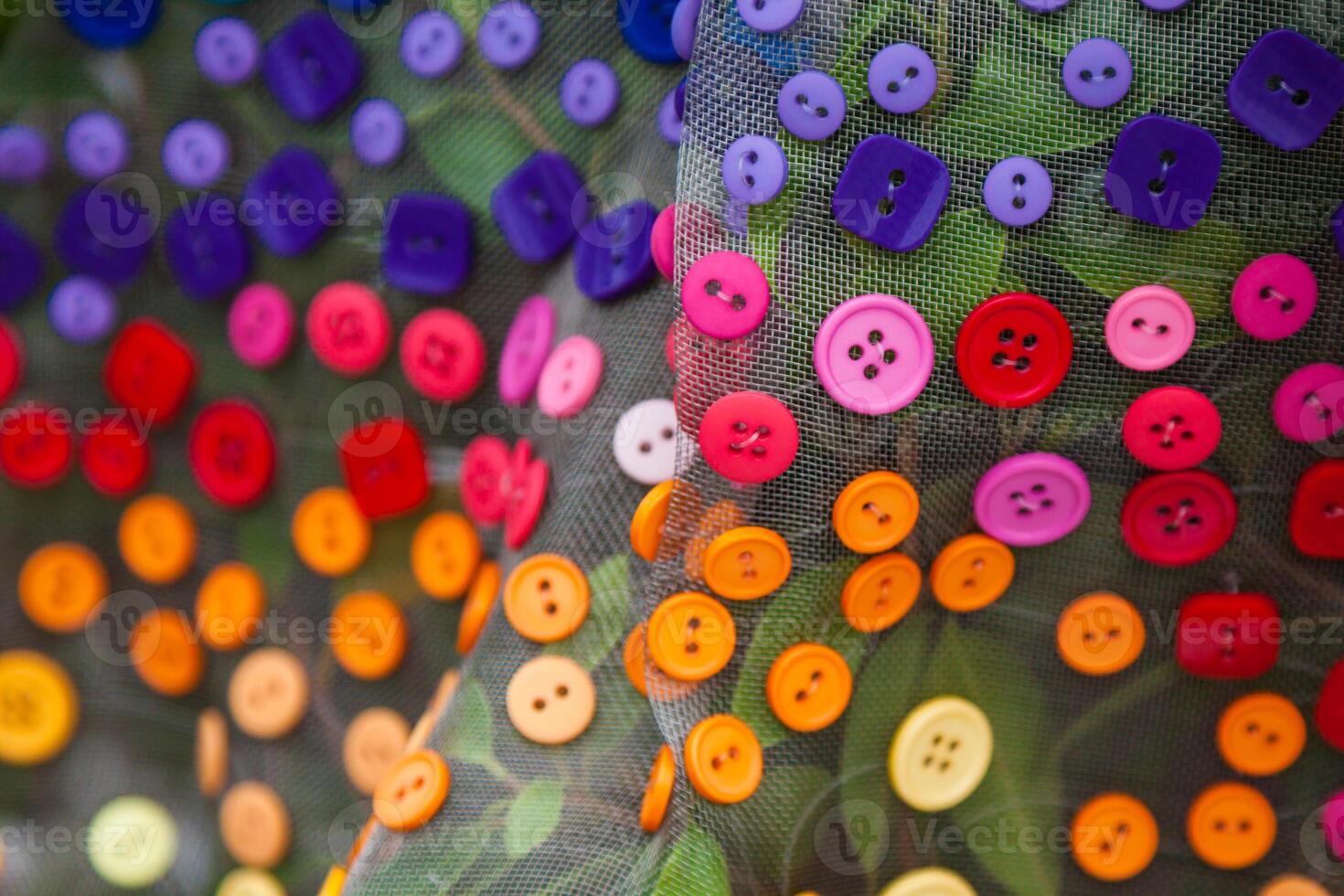 Christmas tree decorated with buttons photo