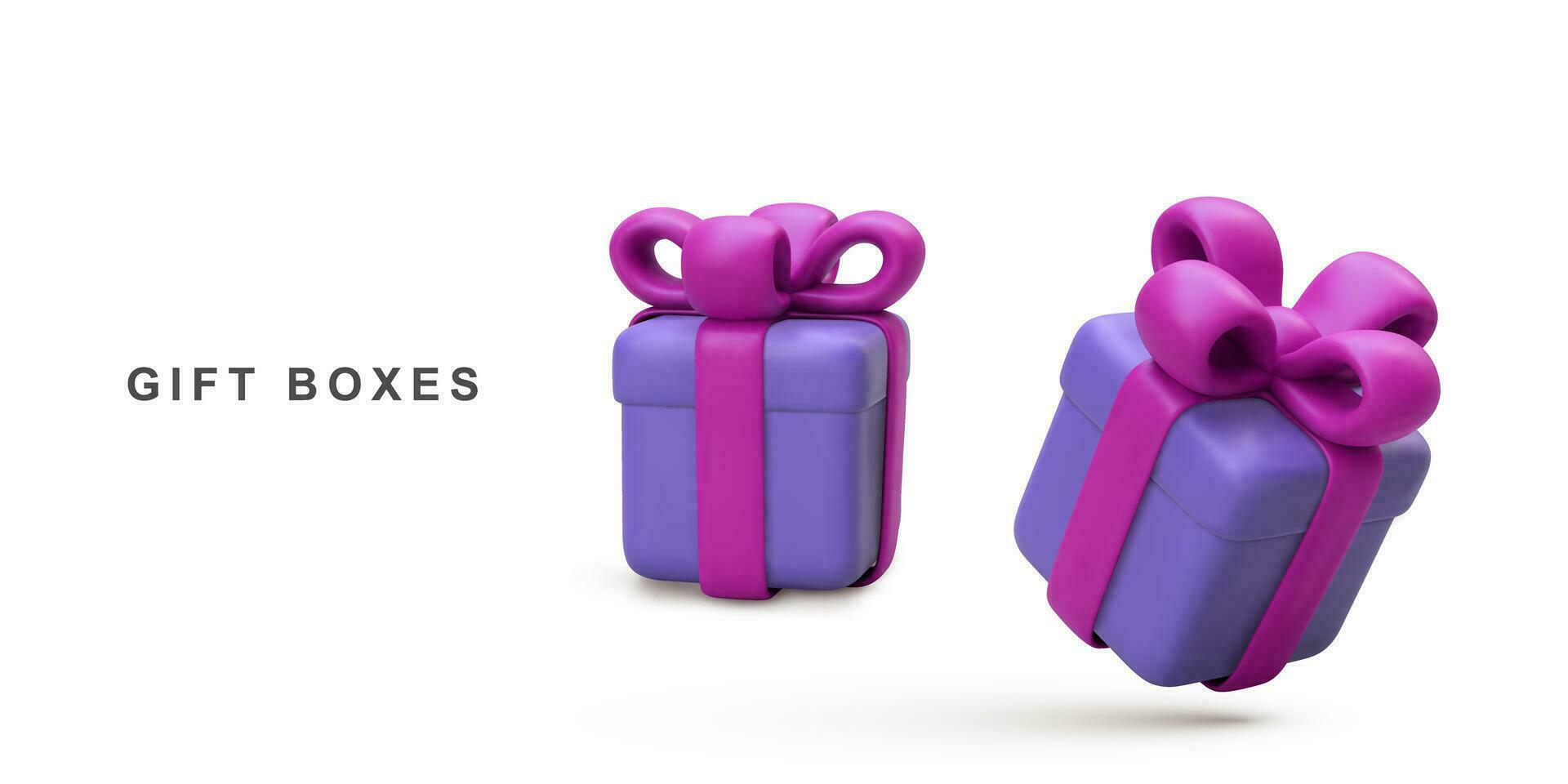3d Realistic of two gift box isolated on white background. Vector illustration.