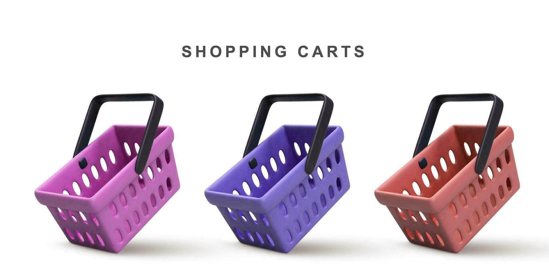 Set of shopping carts isolated on white background. Vector illustration.